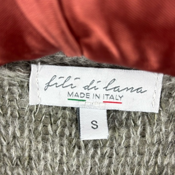 Fili Di Lana Ruffle Hem Open Front Cardigan Made in Italy Size S Oversized Relax - Picture 7 of 8